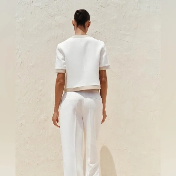 ZARA Short Sleeve Combination Contrast Blazer | Small, New - Picture 5 of 16